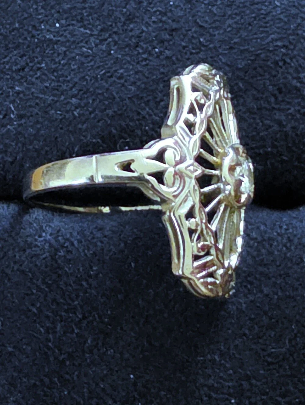 14k Diamond Filigree White Gold Ring (Vintage)